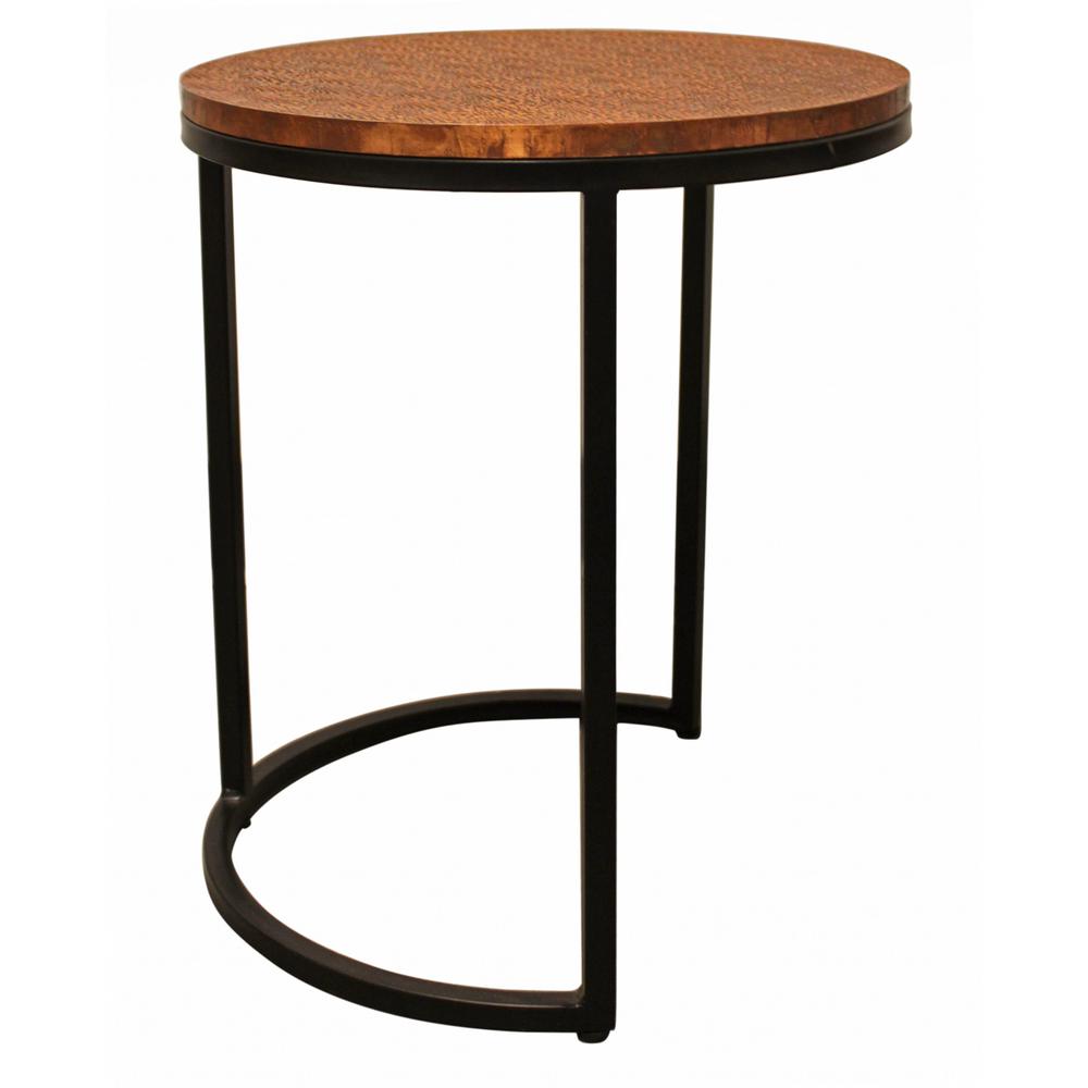Set Of Three 19" Black And Copper Round Nested Tables. Picture 4