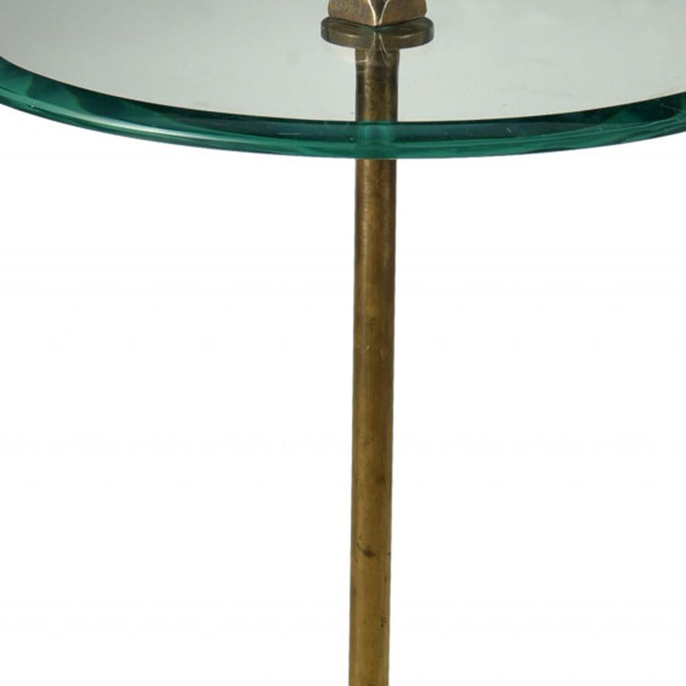 22" Black And Clear Glass And Marble Round End Table. Picture 4