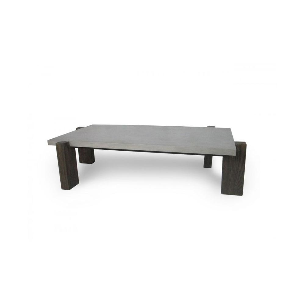 33" Walnut And Dark Grey Concrete Rectangular Coffee Table. Picture 1