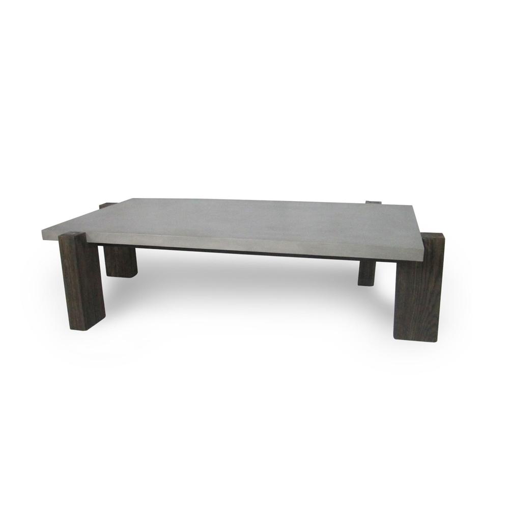 33" Walnut And Dark Grey Concrete Rectangular Coffee Table. Picture 2