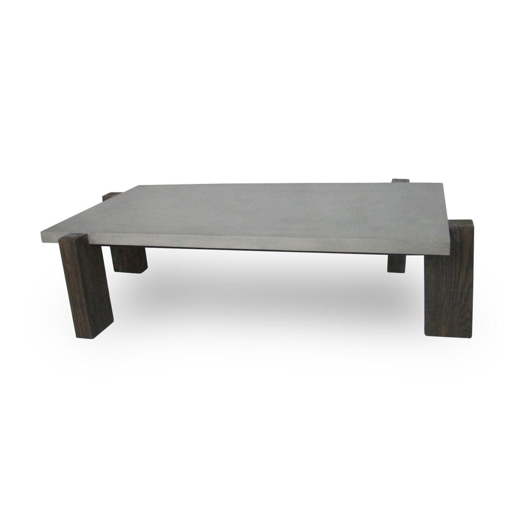 33" Walnut And Dark Grey Concrete Rectangular Coffee Table. Picture 4