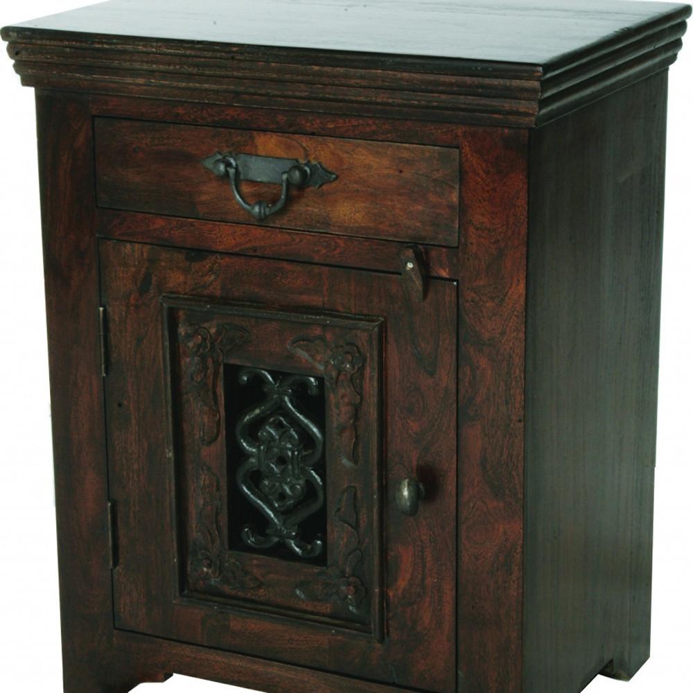 30" Dark Brown One Drawer Nightstand. Picture 2
