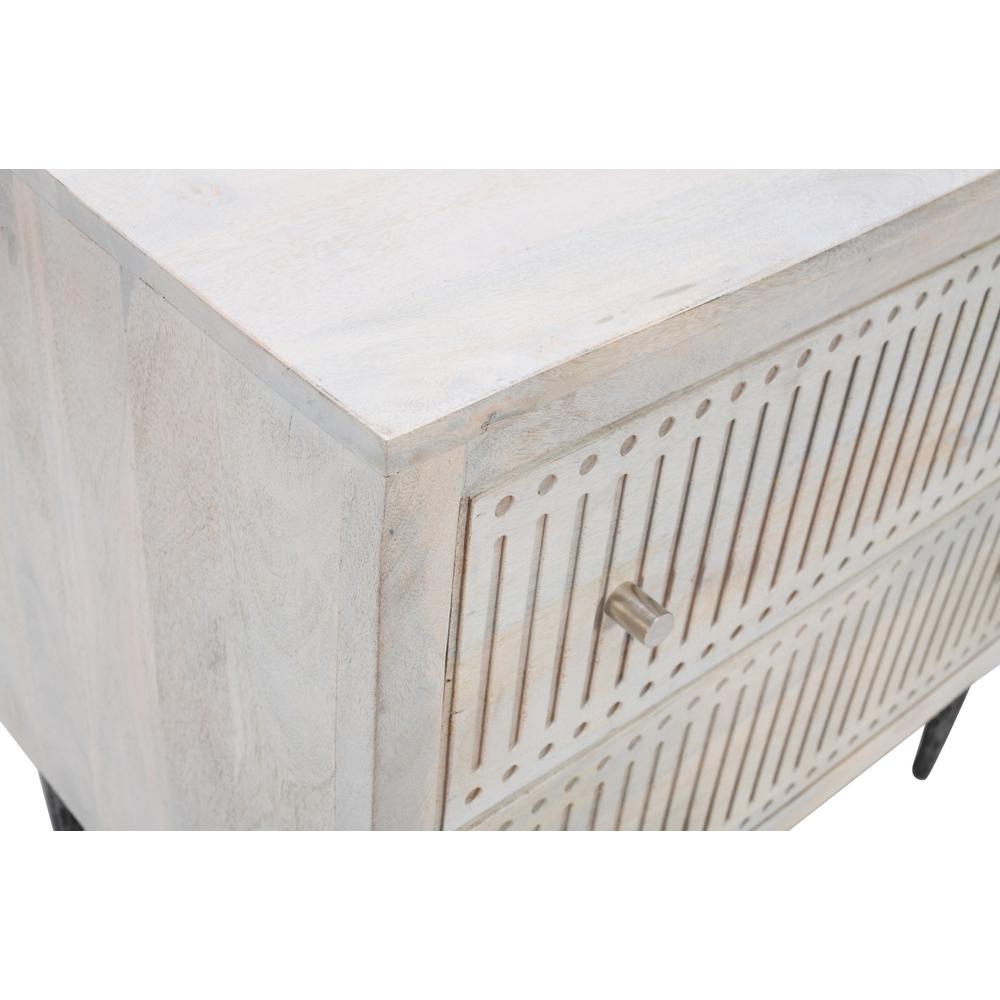 28" Brushed Ivory Two Drawer Nightstand. Picture 6