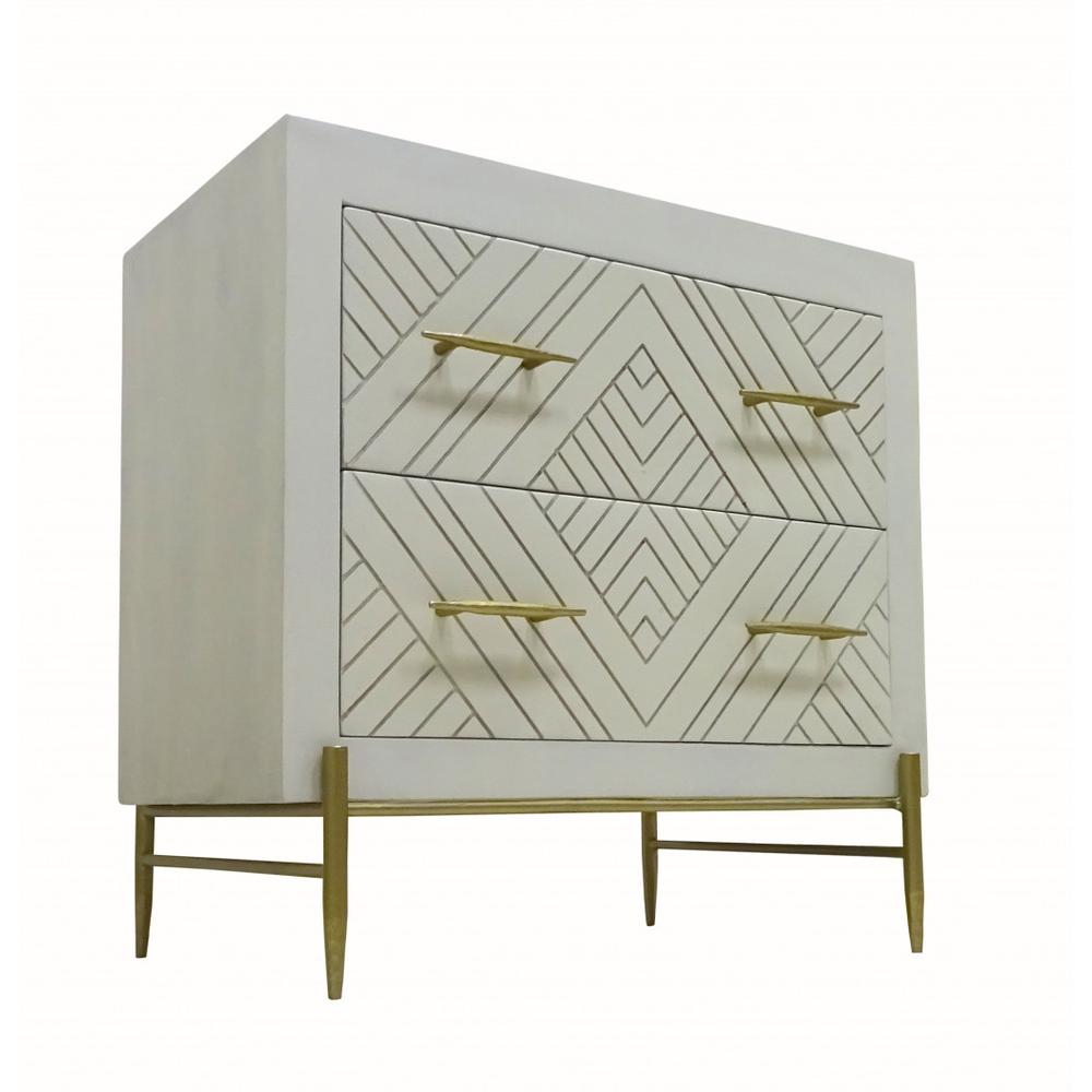 28" White Two Drawer Nightstand. Picture 2