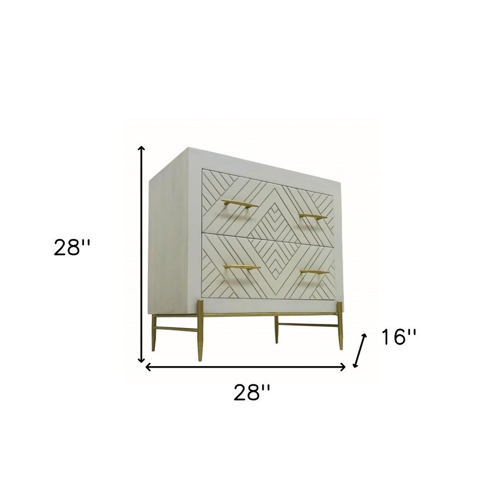 28" White Two Drawer Nightstand. Picture 7