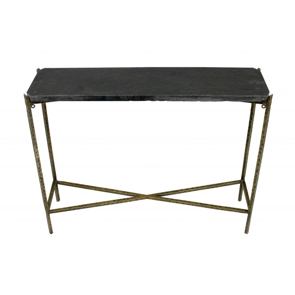 32" Black and Gold Stone Frame Console Table. Picture 2