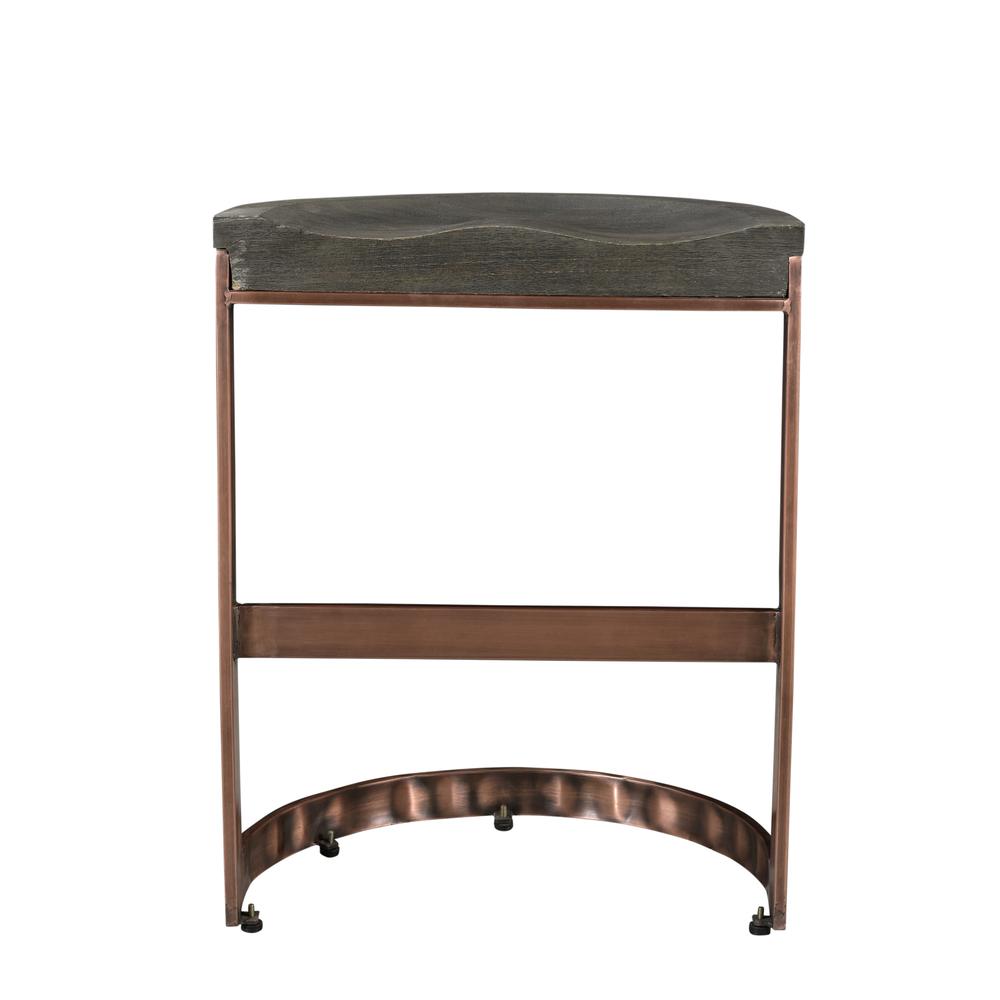 30" Gray And Copper Iron Backless Bar Height Bar Chair With Footrest. Picture 1