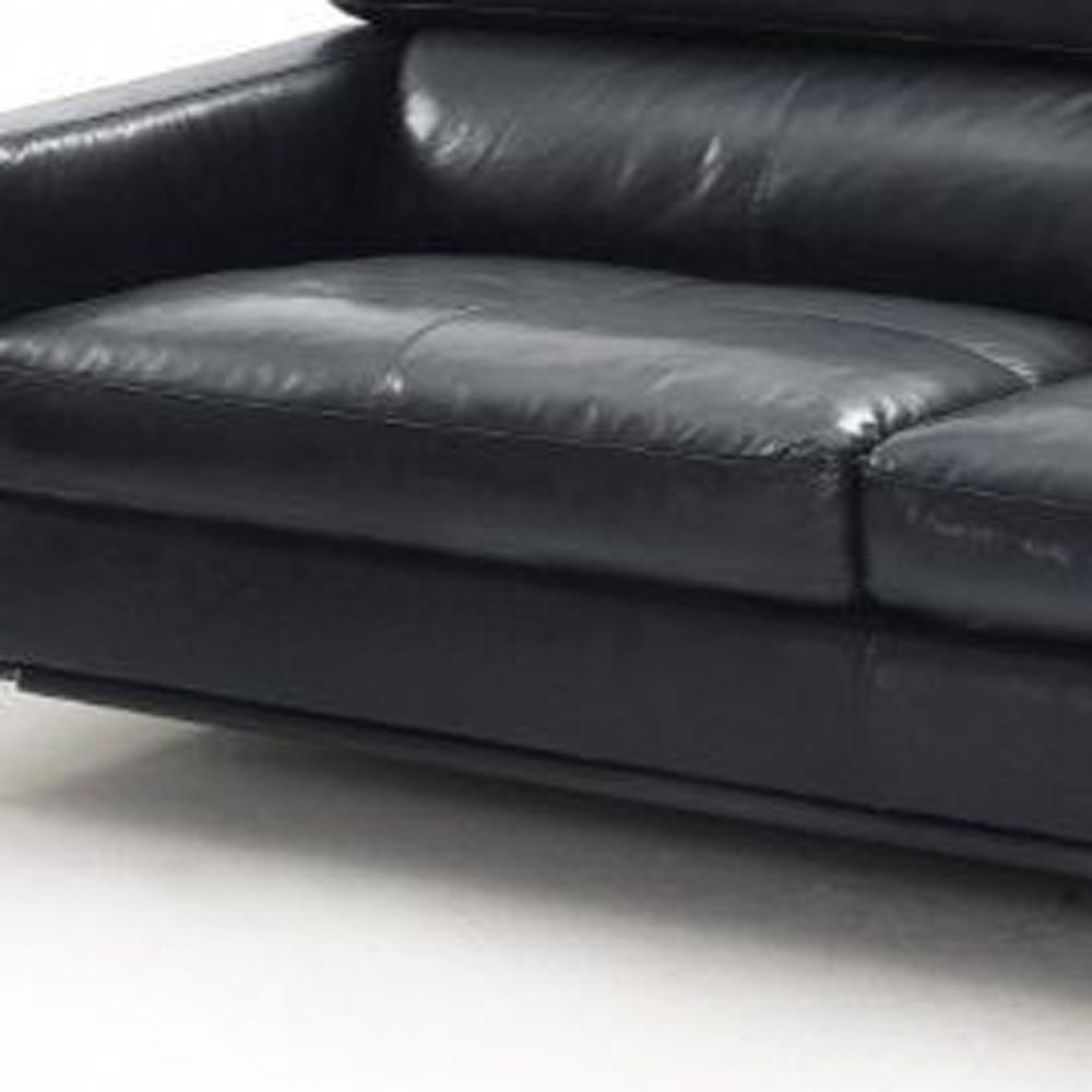 79" Black Silver Genuine Leather Sofa. Picture 3
