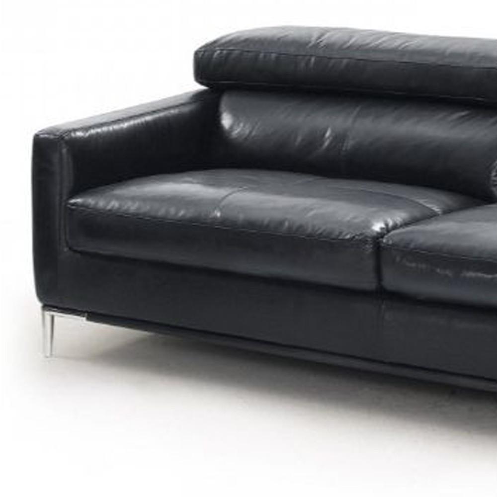 79" Black Silver Genuine Leather Sofa. Picture 4