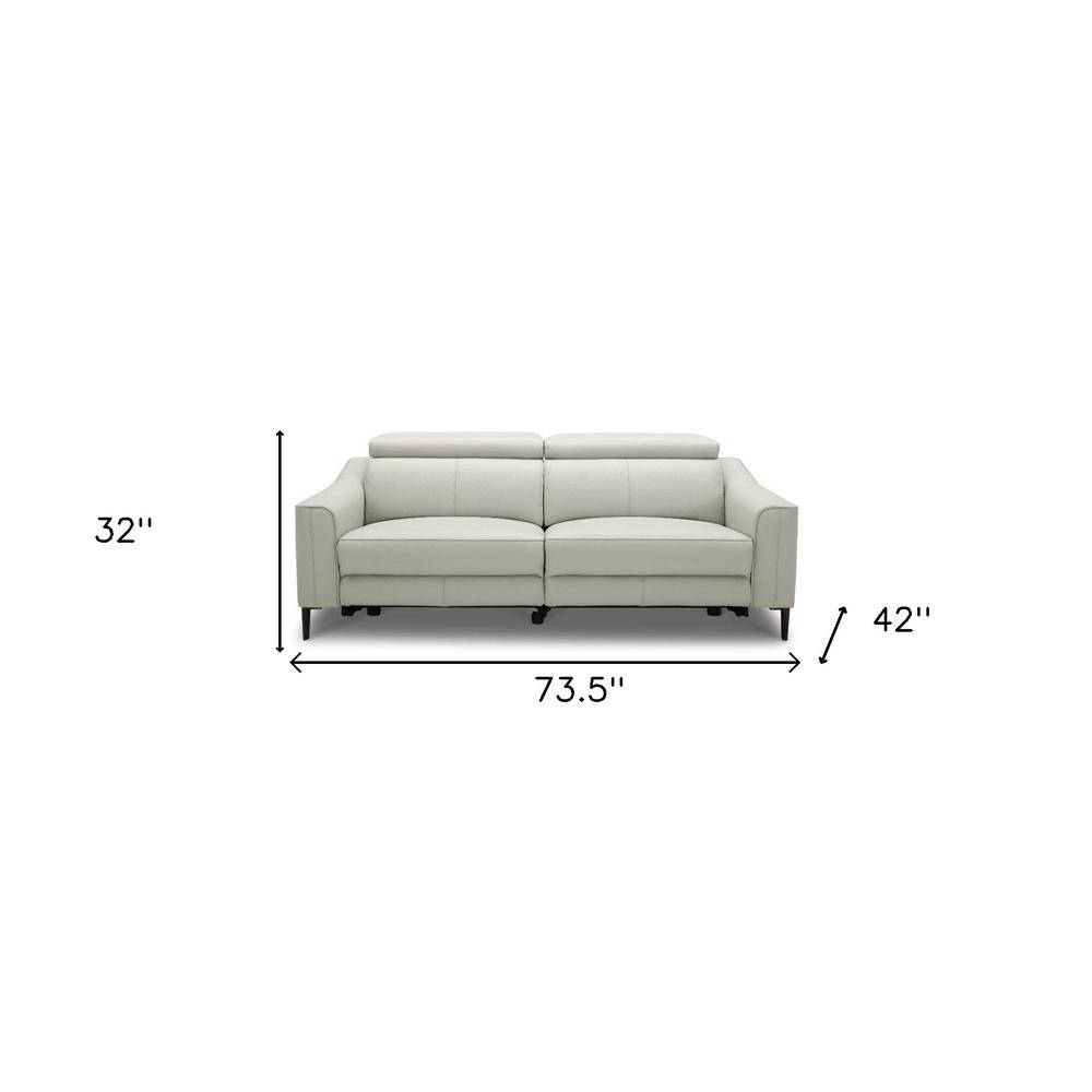 74" Gray And Black Leather Reclining Sofa. Picture 4