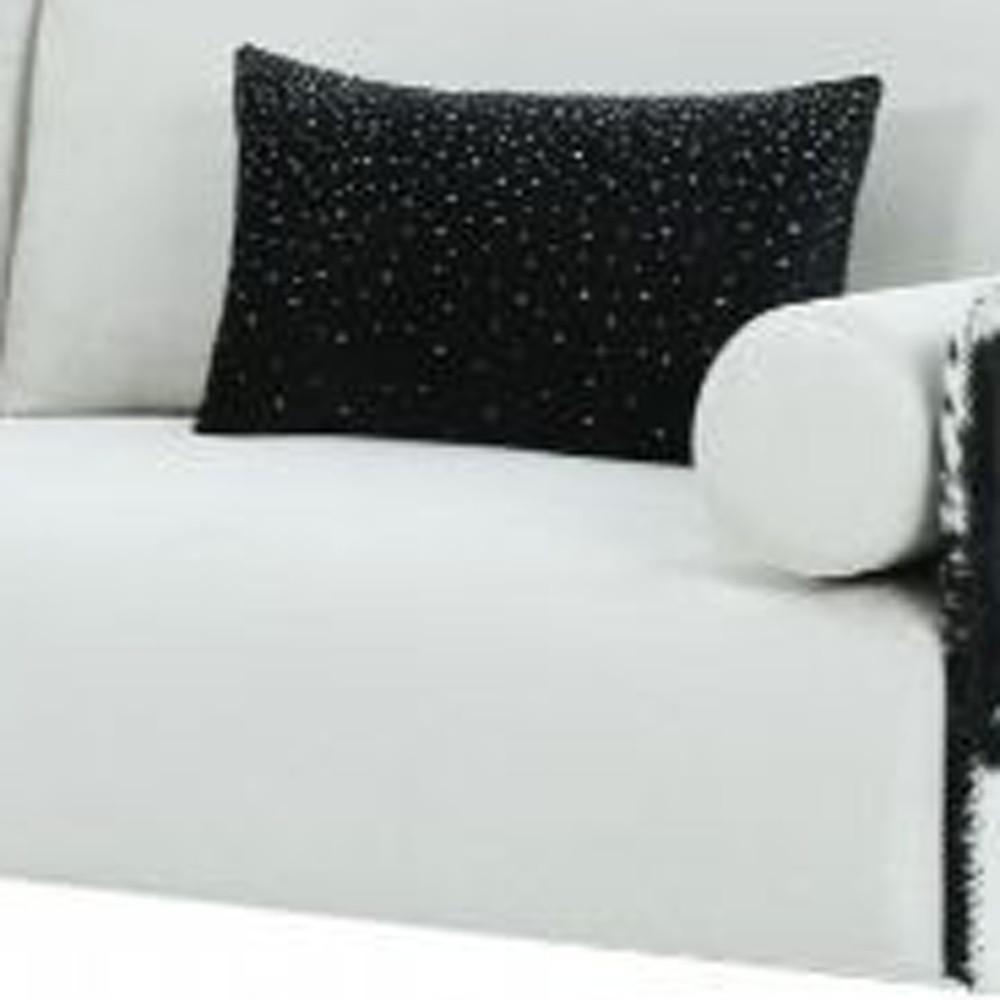 89" White Faux Cowhide and Silver Sofa. Picture 4
