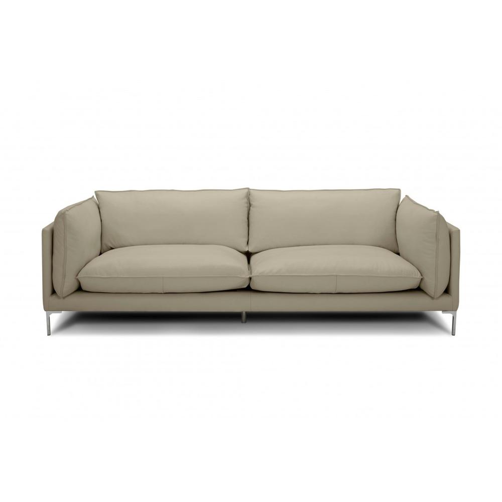 96" Taupe Top Grain Leather Sofa. Picture 1