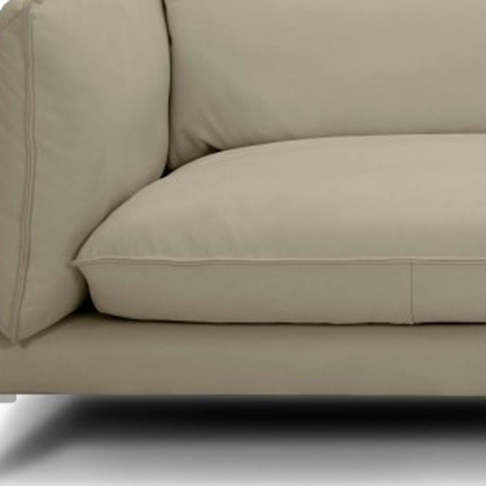 96" Taupe Top Grain Leather Sofa. Picture 3