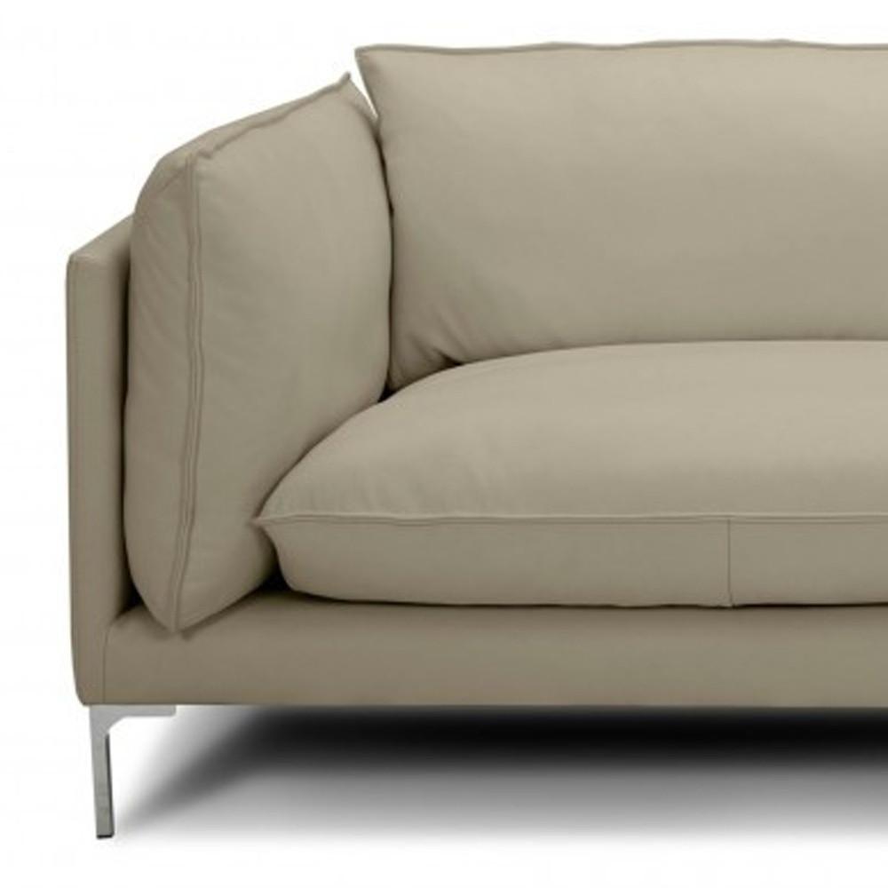 96" Taupe Top Grain Leather Sofa. Picture 4