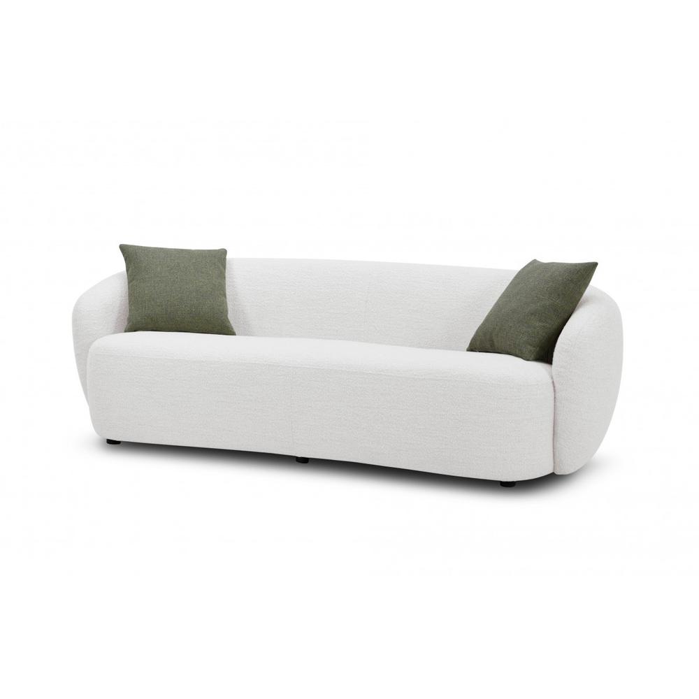 90" Off White Textured Fabric Sofa. Picture 1