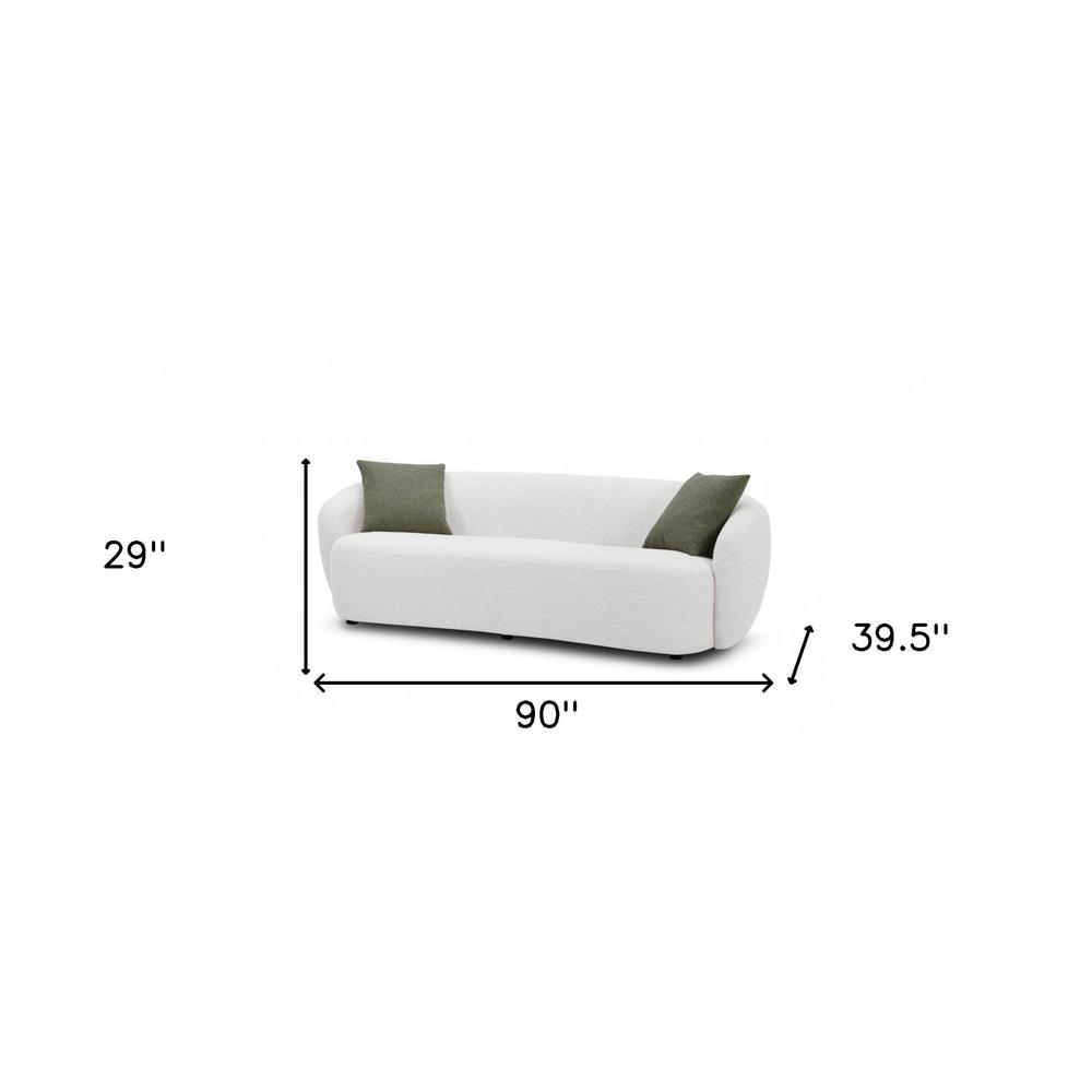 90" Off White Textured Fabric Sofa. Picture 5