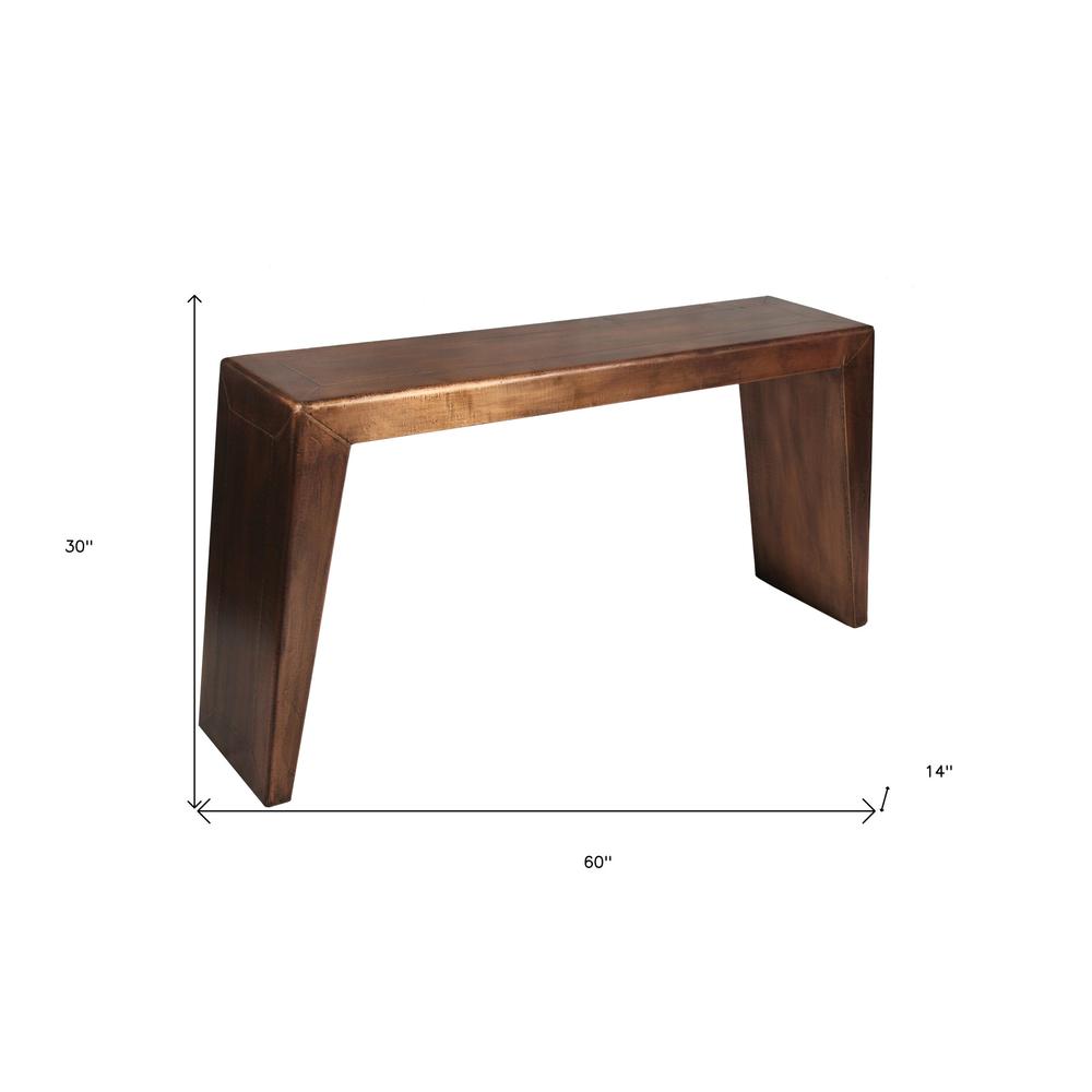 60" Copper Aluminum Sled Console Table. Picture 7