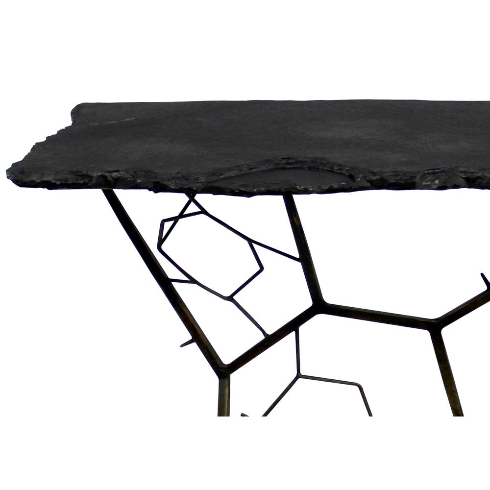 51" Black Stone Abstract Console Table. Picture 4