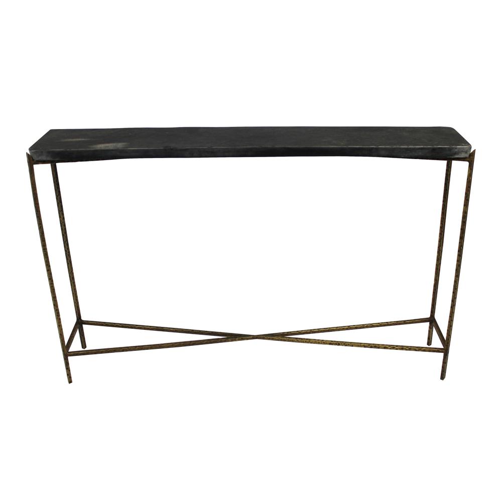 48" Black and Gold Stone Frame Console Table. Picture 2