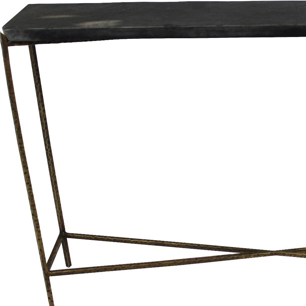 48" Black and Gold Stone Frame Console Table. Picture 5