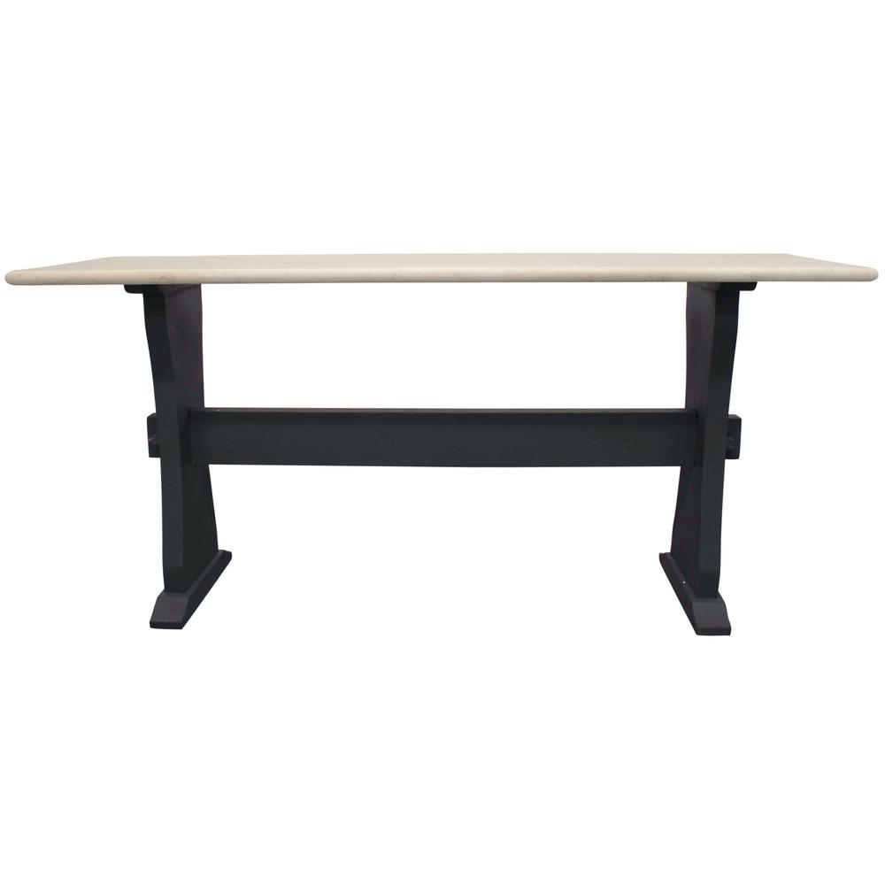70" Ivory and Black Genuine Marble Trestle Console Table. Picture 1