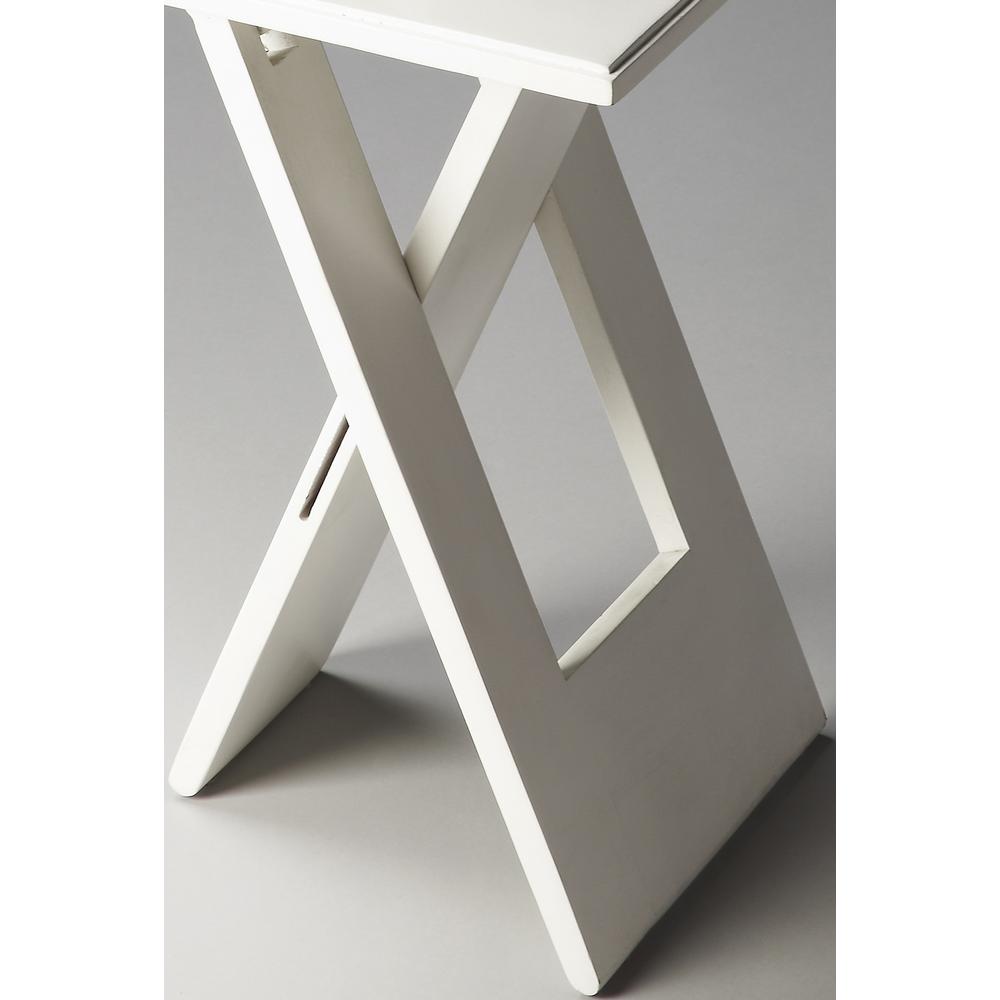 18" White Solid Wood Square Folding End Table. Picture 3