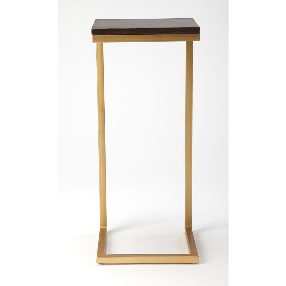 26" Gold Solid Wood Rectangular End Table. Picture 1