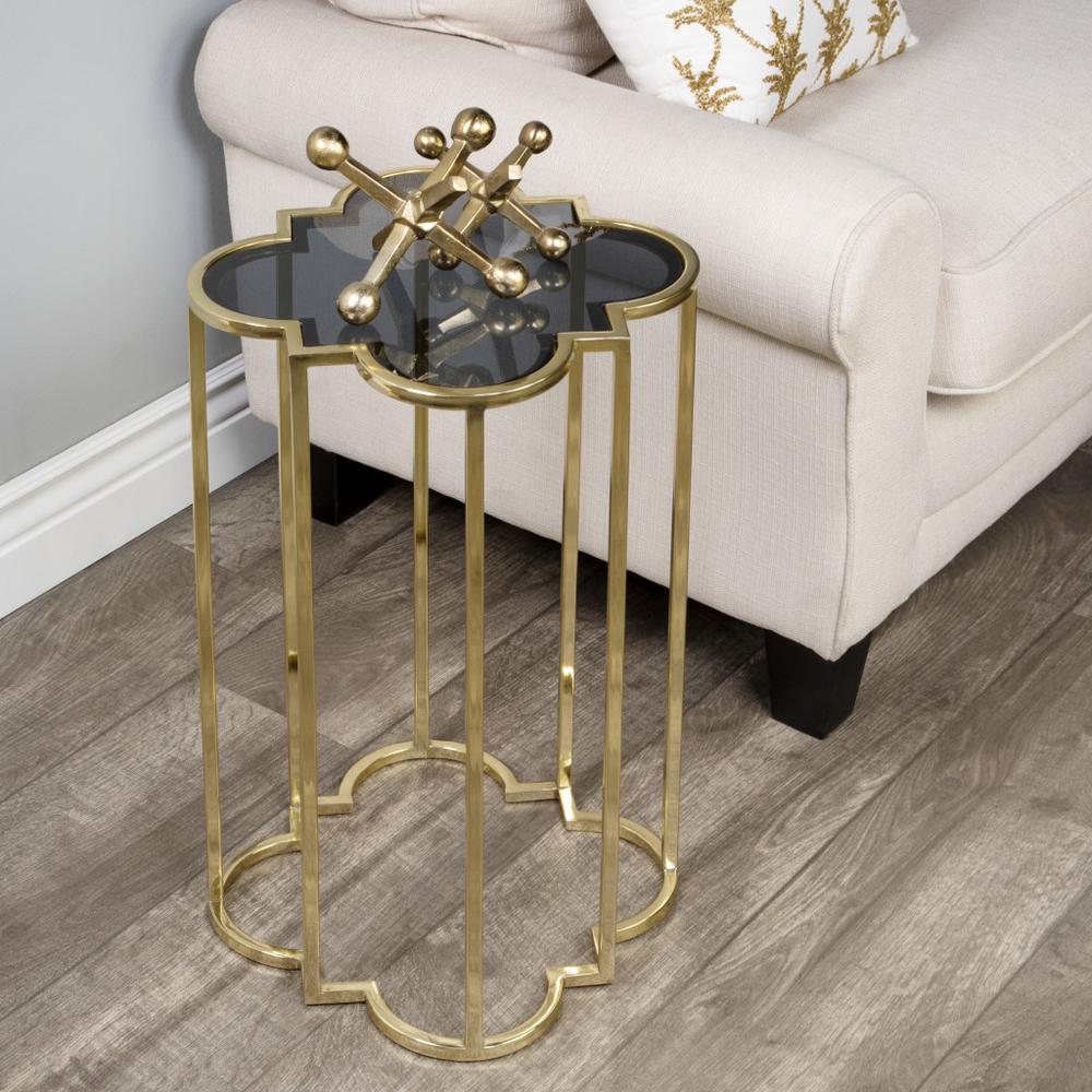 24" Gold And Black Glass Free Form End Table. Picture 8