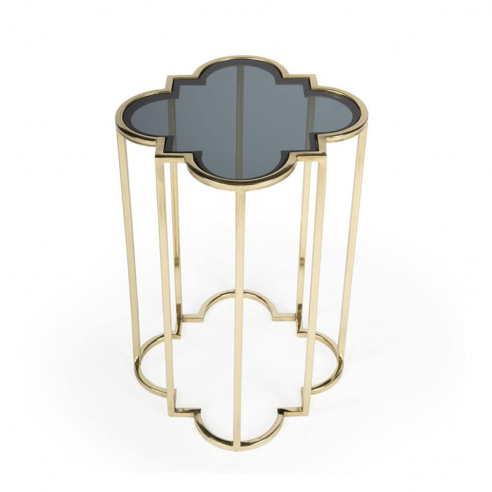 24" Gold And Black Glass Free Form End Table. Picture 3