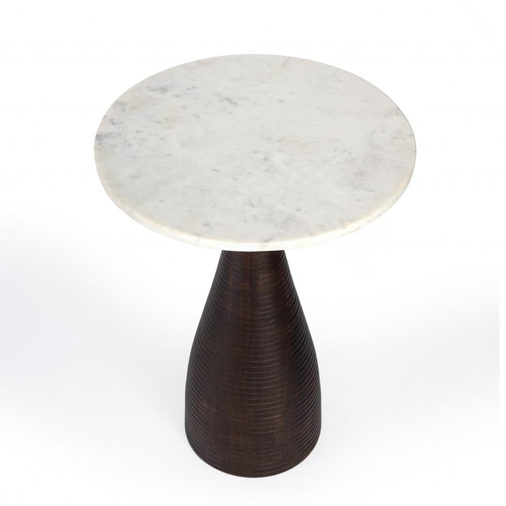 22" Brown Marble Round End Table. Picture 2
