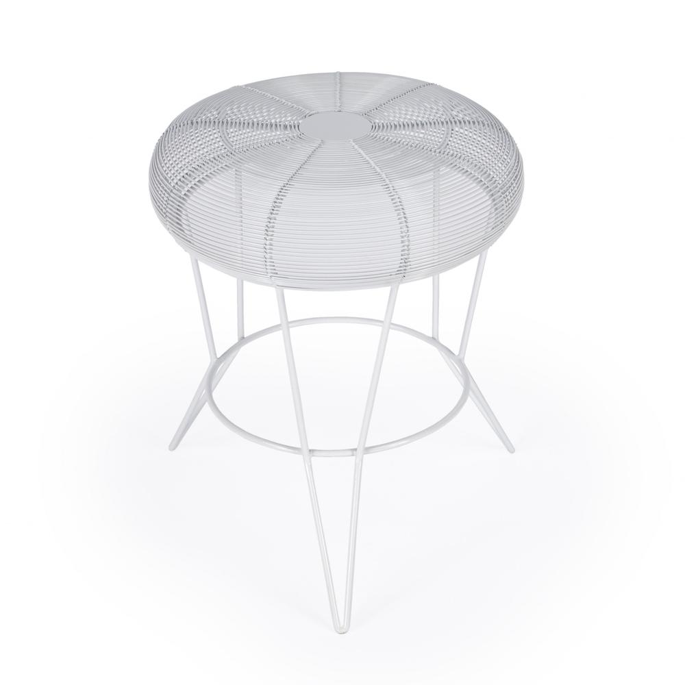 18" White Wire Round top End Table. Picture 3