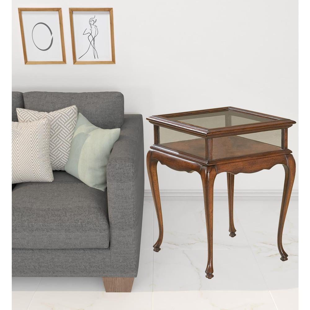 25" Dark Brown Glass Rectangular End Table. Picture 2