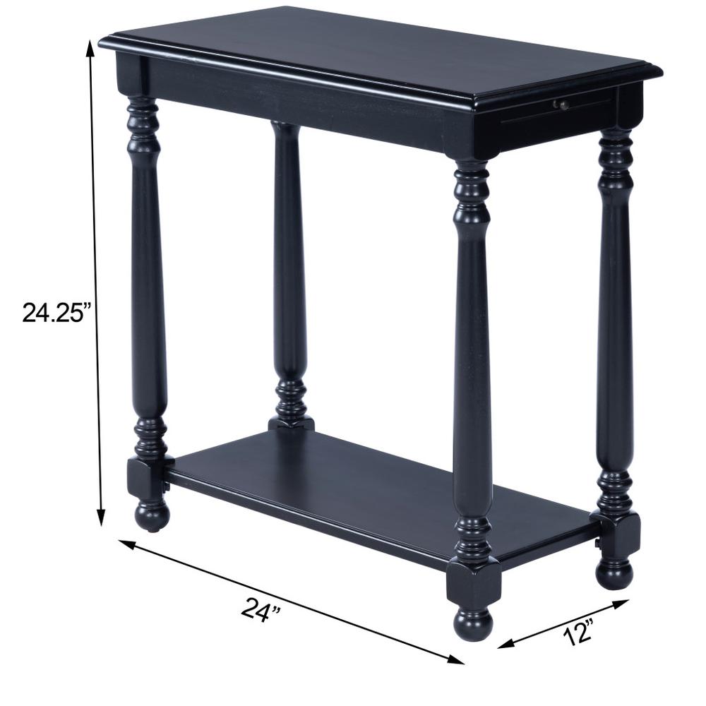 24" Black Manufactured Wood Rectangular End Table With Shelf. Picture 9