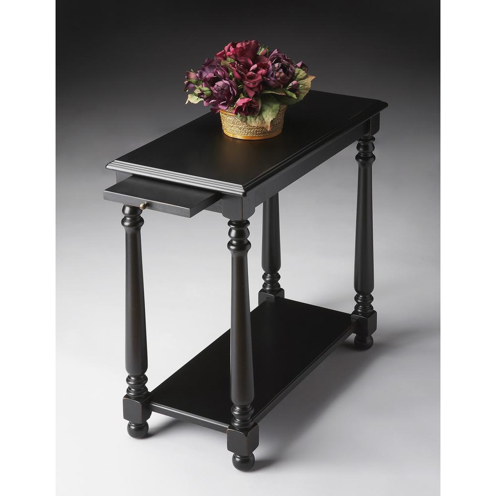 24" Black Manufactured Wood Rectangular End Table With Shelf. Picture 8