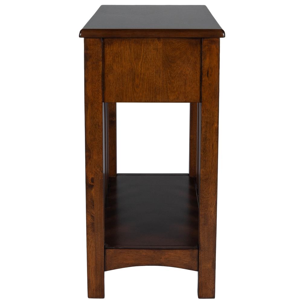24" Dark Cherry Brown Rectangular End Table With Drawer And Shelf. Picture 3