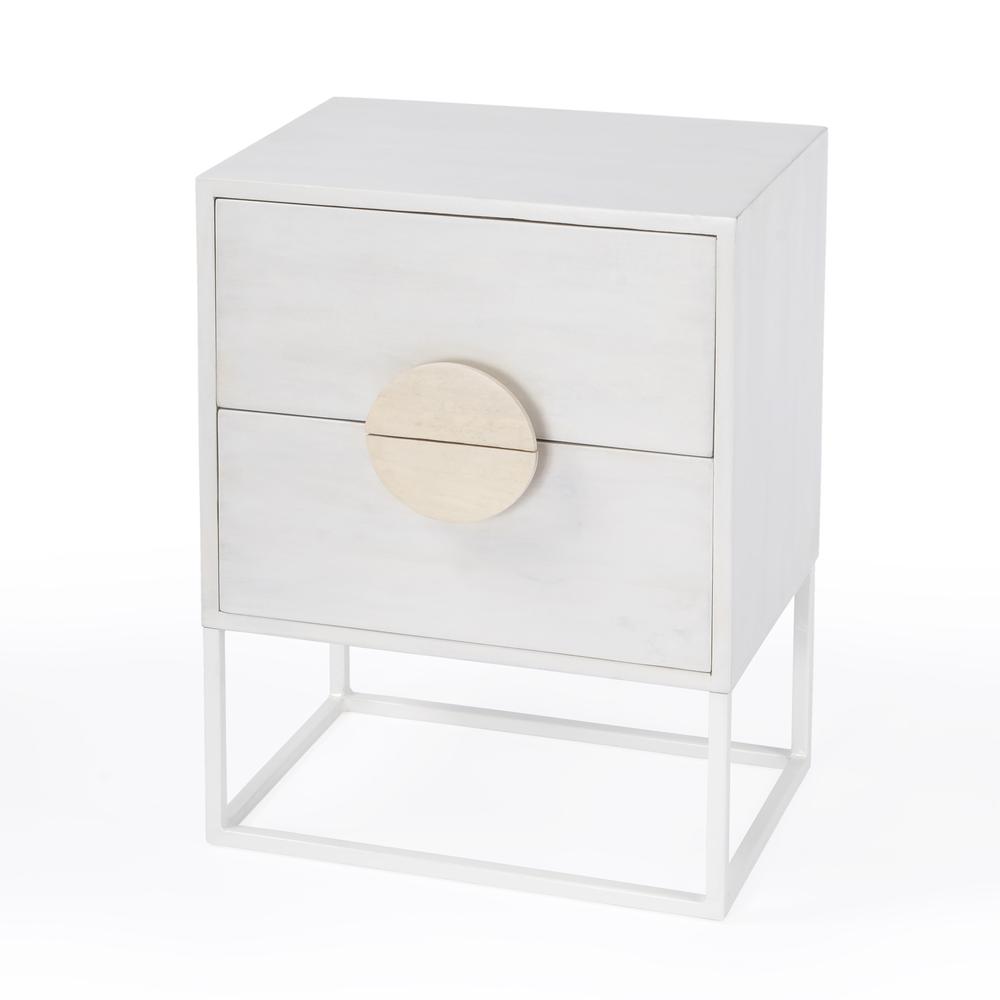 24" Off White Two Drawer Nightstand. Picture 1