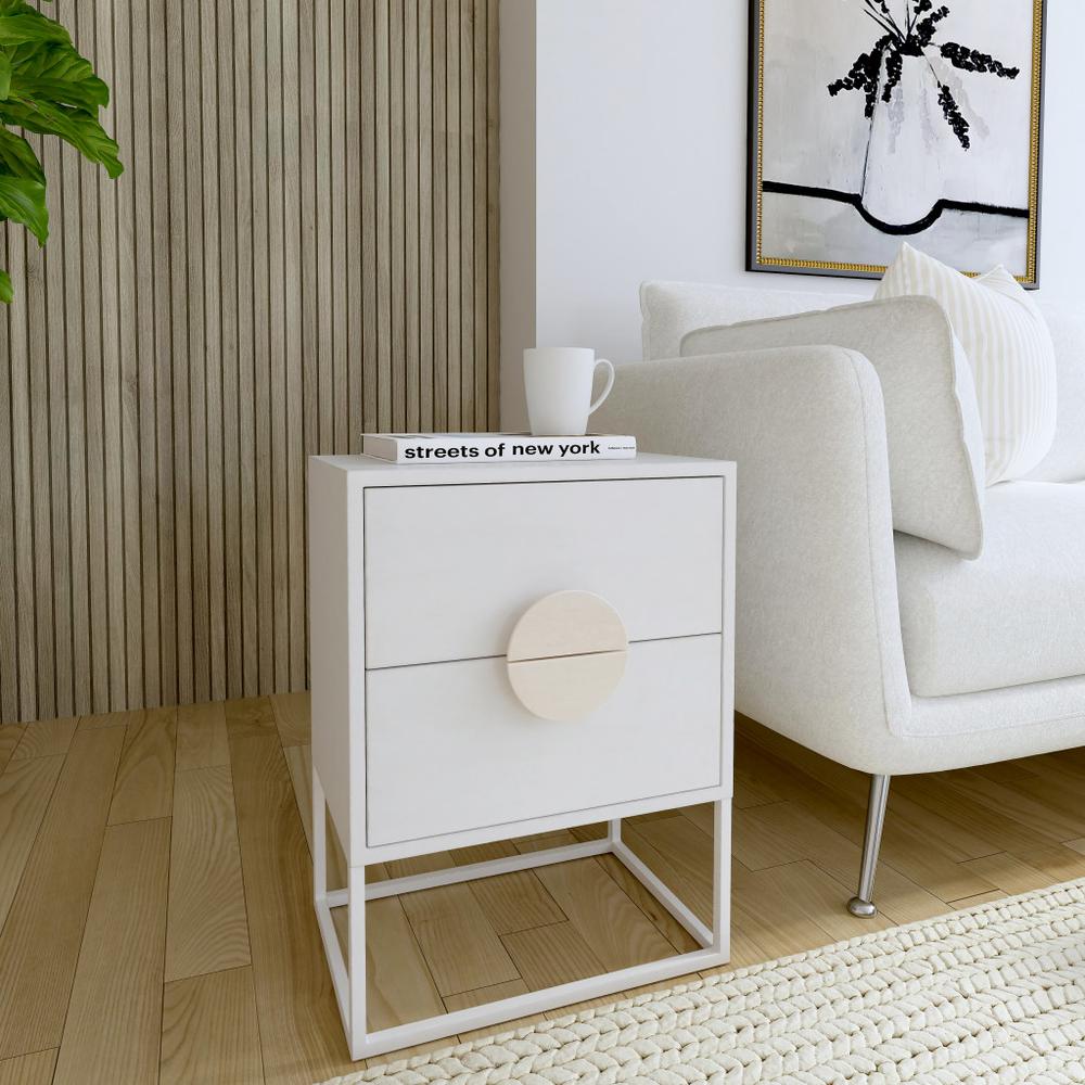 24" Off White Two Drawer Nightstand. Picture 9