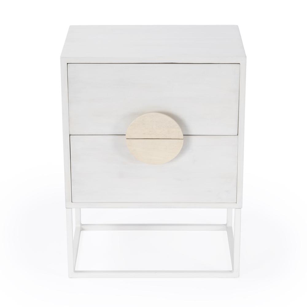 24" Off White Two Drawer Nightstand. Picture 3