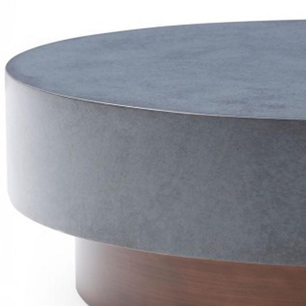 48" Antique Copper And Grey Steel Round Coffee Table. Picture 3