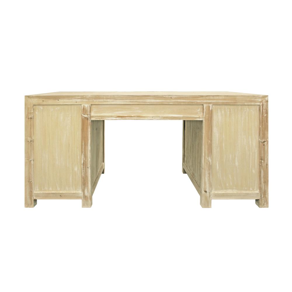 63" Dark Brown Pine Solid Wood Credenza Desk With Twelve Drawers. Picture 4