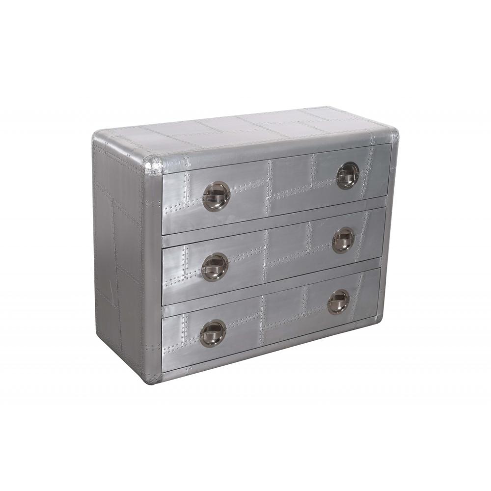 42" Silver Aluminum Three Drawer Dresser. Picture 2