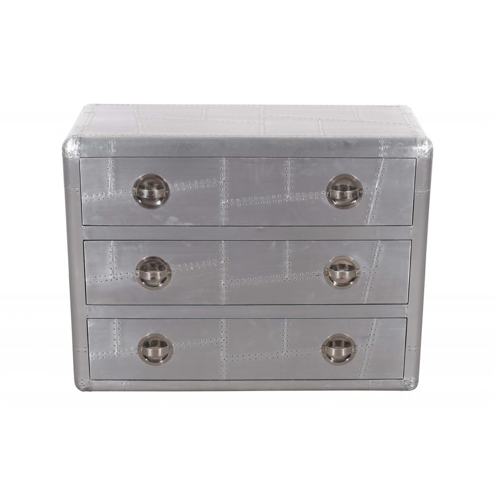 42" Silver Aluminum Three Drawer Dresser. Picture 4