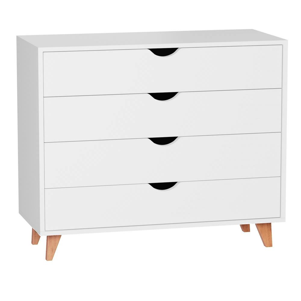 35" White Solid Wood Four Drawer Dresser. Picture 1