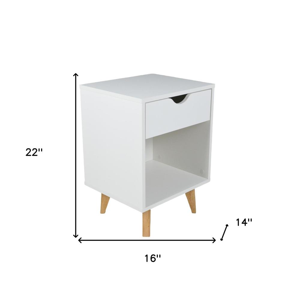 22" White One Drawer Nightstand. Picture 6