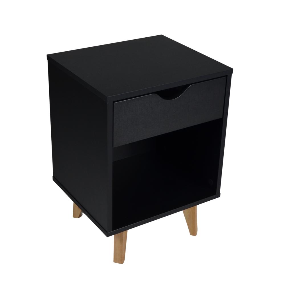 22" Black One Drawer Nightstand. Picture 1