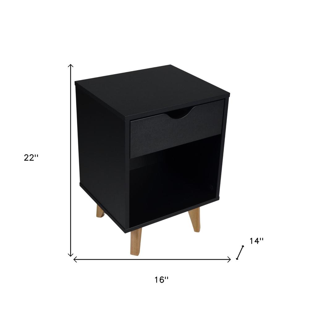 22" Black One Drawer Nightstand. Picture 6