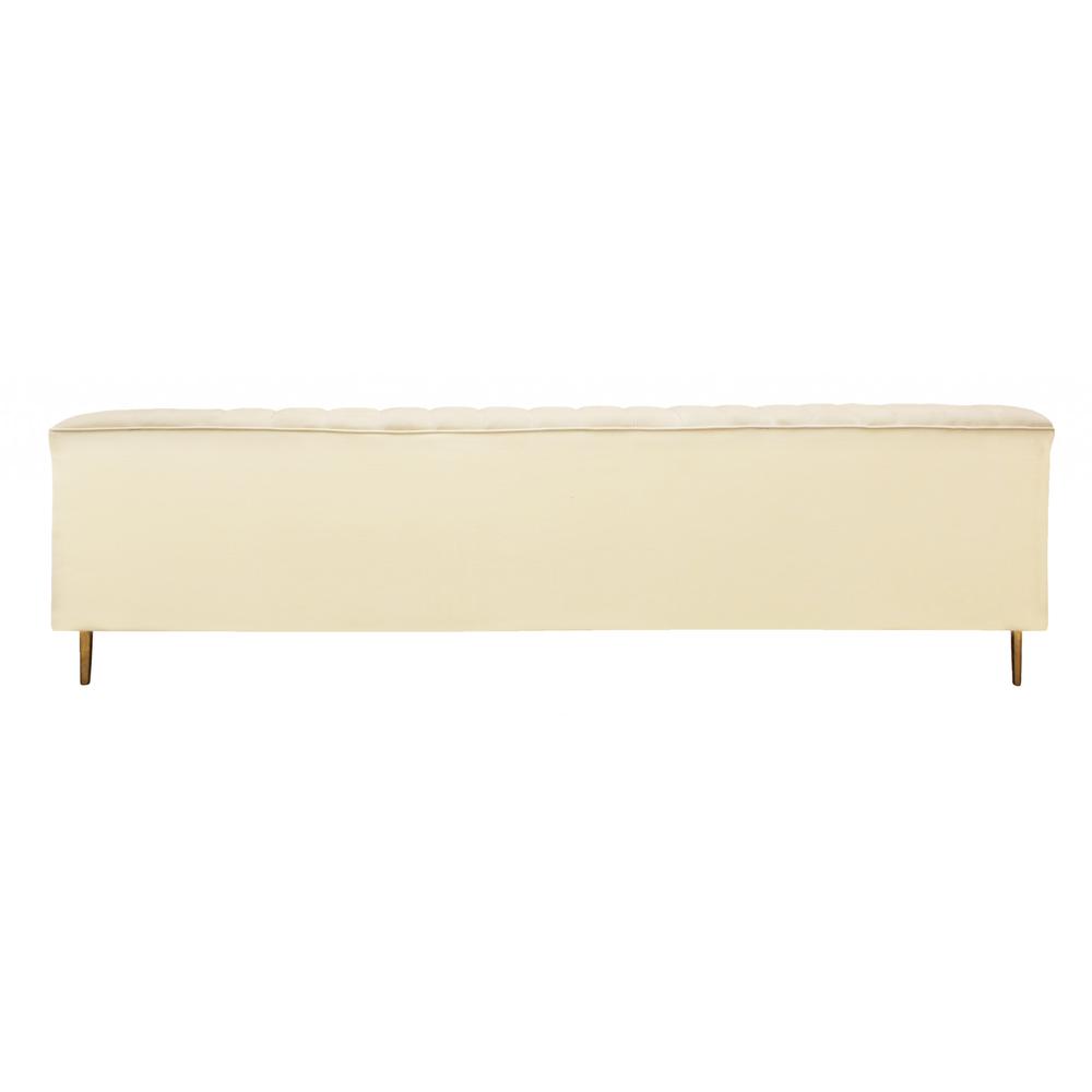90" Ivory Channeled Velvet and Gold Sofa. Picture 4