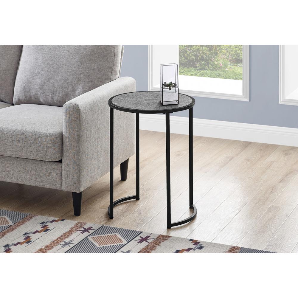 24" Black And Gray Round End Table. Picture 6