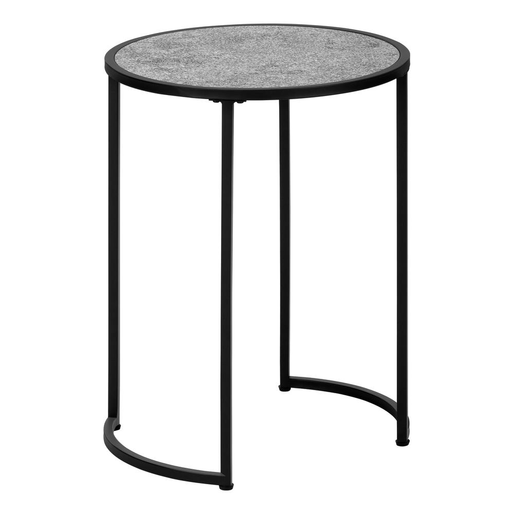 24" Black And Gray Round End Table. Picture 1
