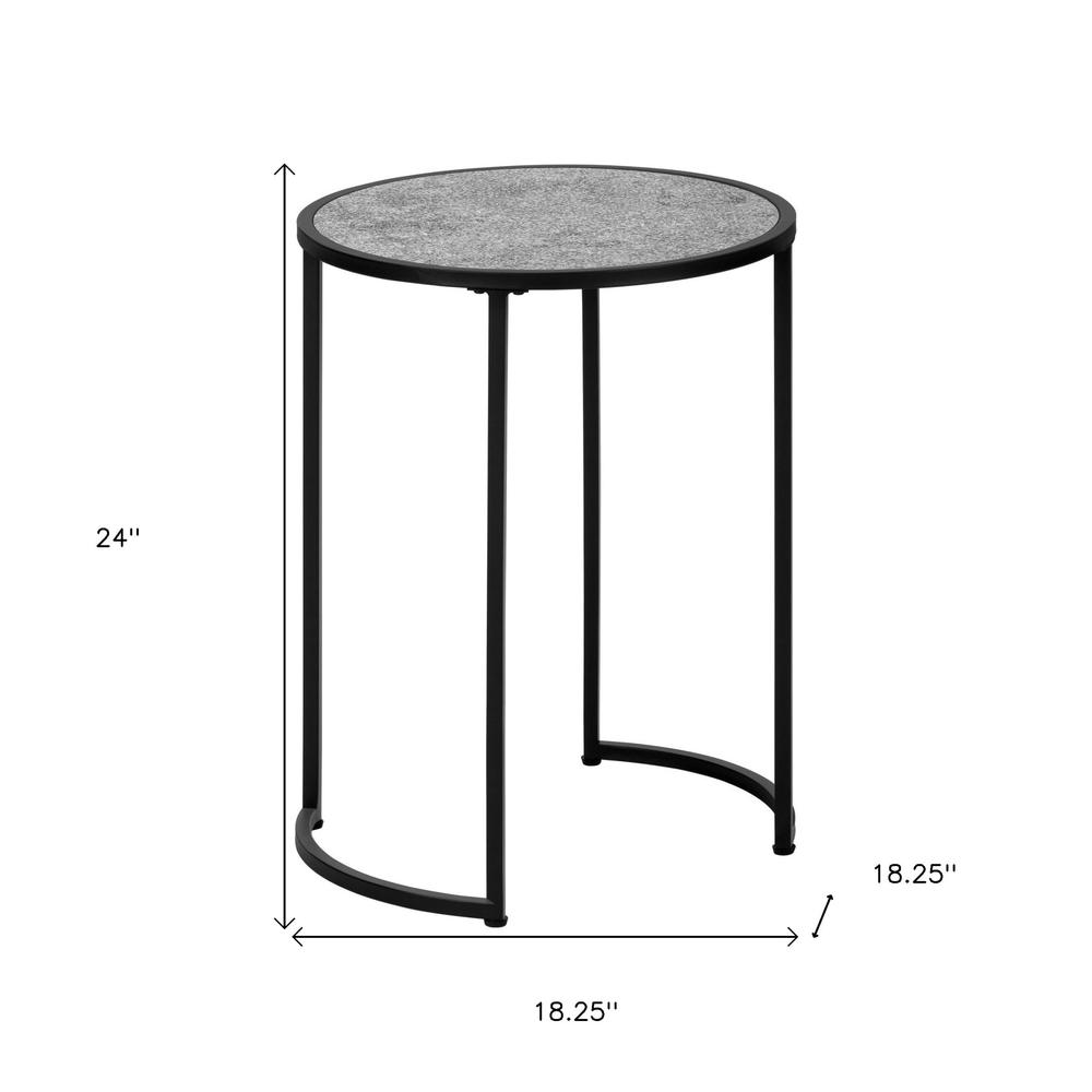 24" Black And Gray Round End Table. Picture 8